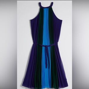 nwt white house black market braided colorblock pleated dress